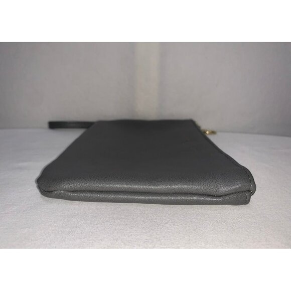 Adrienne Vittadini Large Wallet Wristlet Pouch Gray Gold - Picture 6 of 10